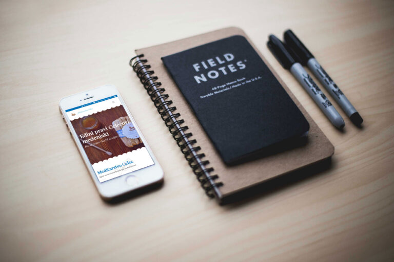 Spletna stran Medičarstva Celec prikazana na zaslonu prenosnega računalnika, tablice in telefona.